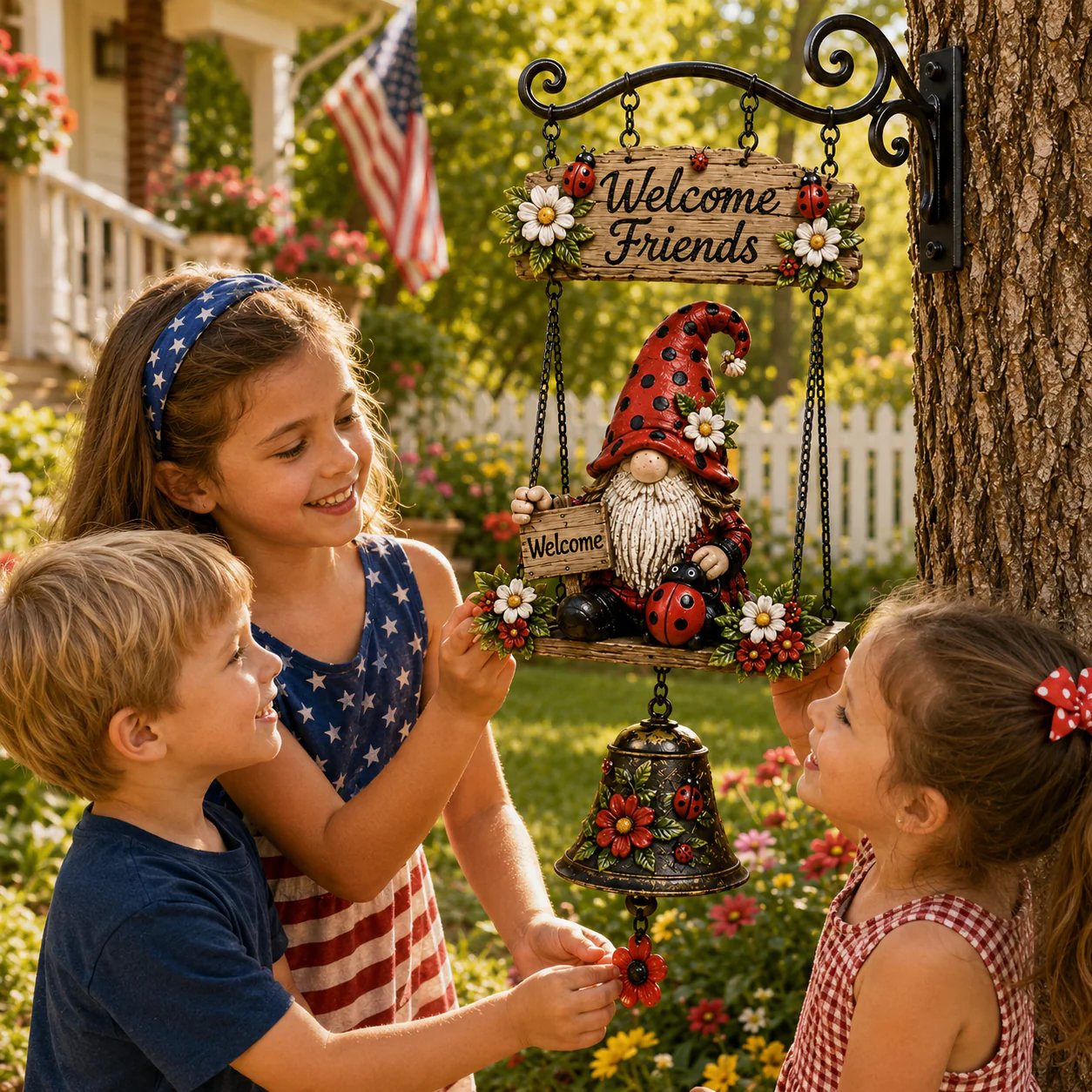 🔥49% OFF TODAY ONLY – Rustic Garden Gnome Bell Outdoor Decor 🐞🌼