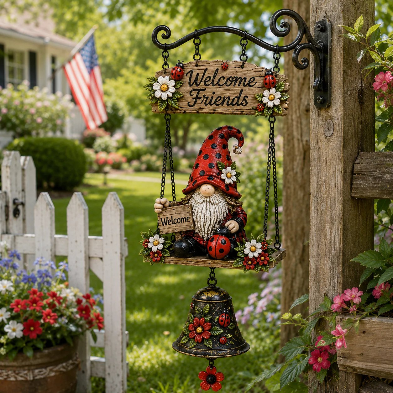 🔥49% OFF TODAY ONLY – Rustic Garden Gnome Bell Outdoor Decor 🐞🌼