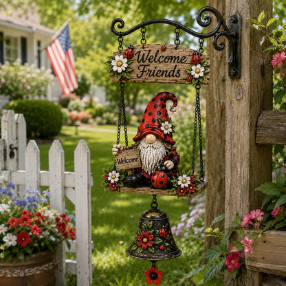 🔥49% OFF TODAY ONLY – Rustic Garden Gnome Bell Outdoor Decor 🐞🌼