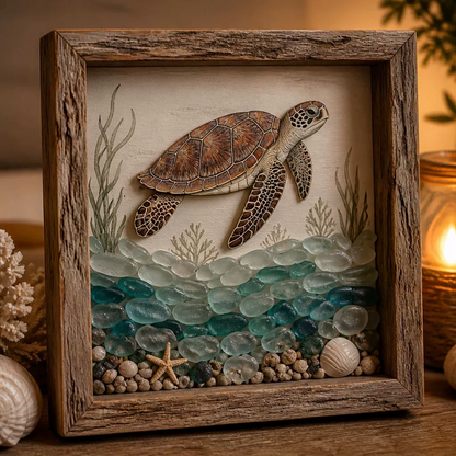 🌊Coastal Lighthouse Sea Glass Shadow Box Night Light