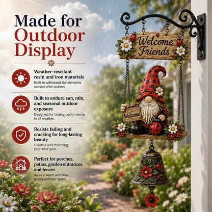 🔥49% OFF TODAY ONLY – Rustic Garden Gnome Bell Outdoor Decor 🐞🌼