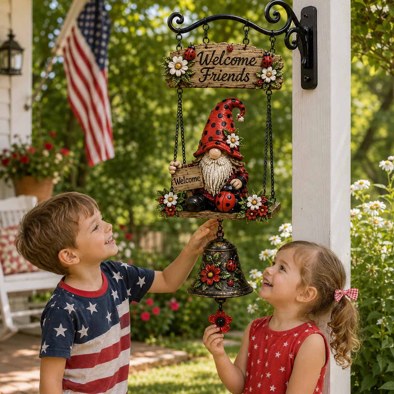 🔥49% OFF TODAY ONLY – Rustic Garden Gnome Bell Outdoor Decor 🐞🌼