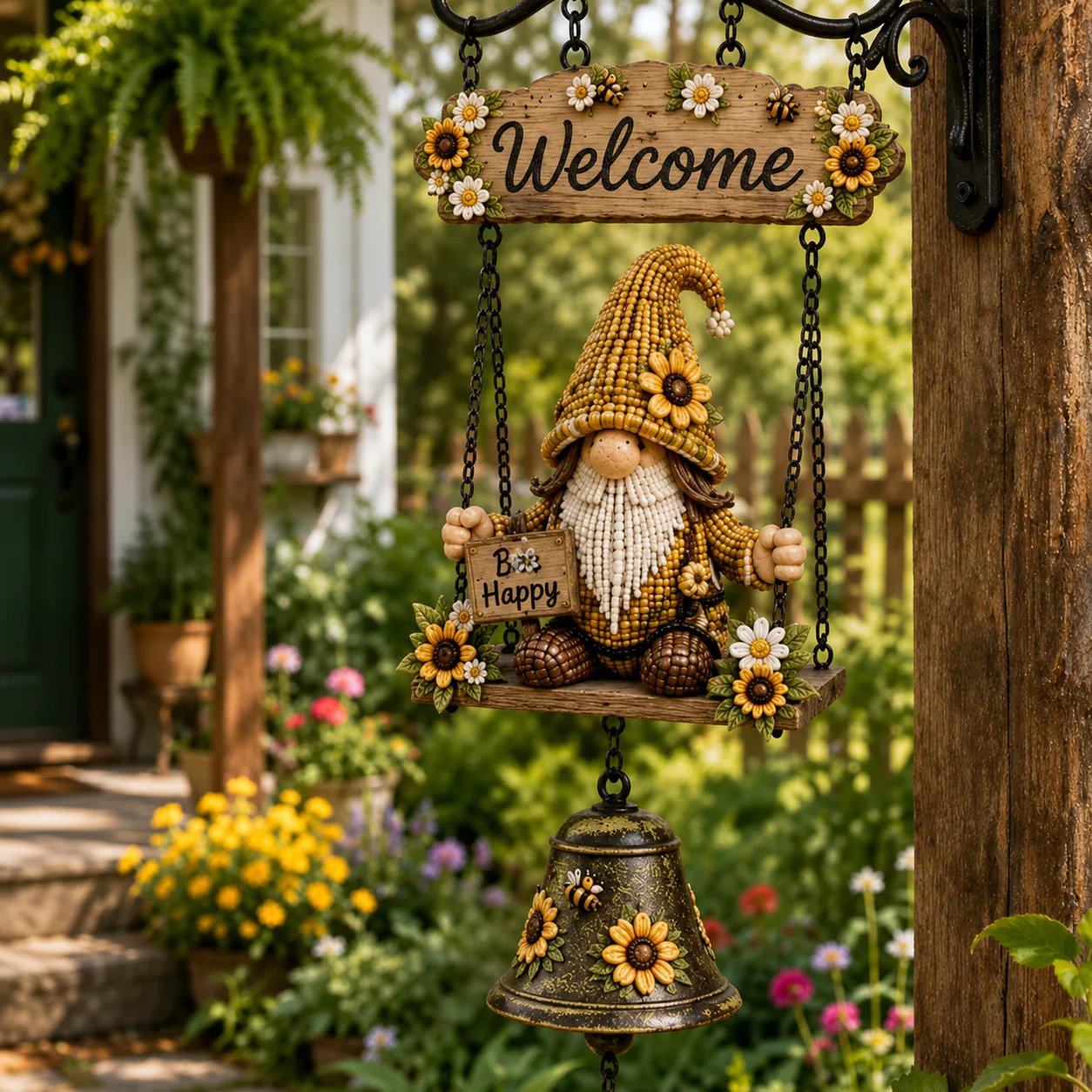 🔥49% OFF TODAY ONLY – Rustic Garden Gnome Bell Outdoor Decor 🐞🌼