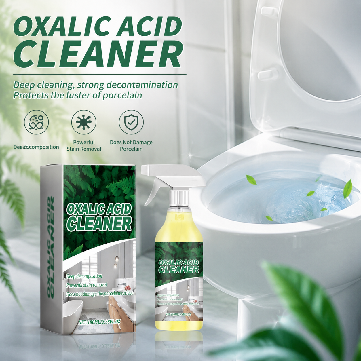 🔬 【CLEARANCE!】Molecular-Level Cleaning Tech! Oxalic Acid Bathroom Cleaner Dissolves Rust