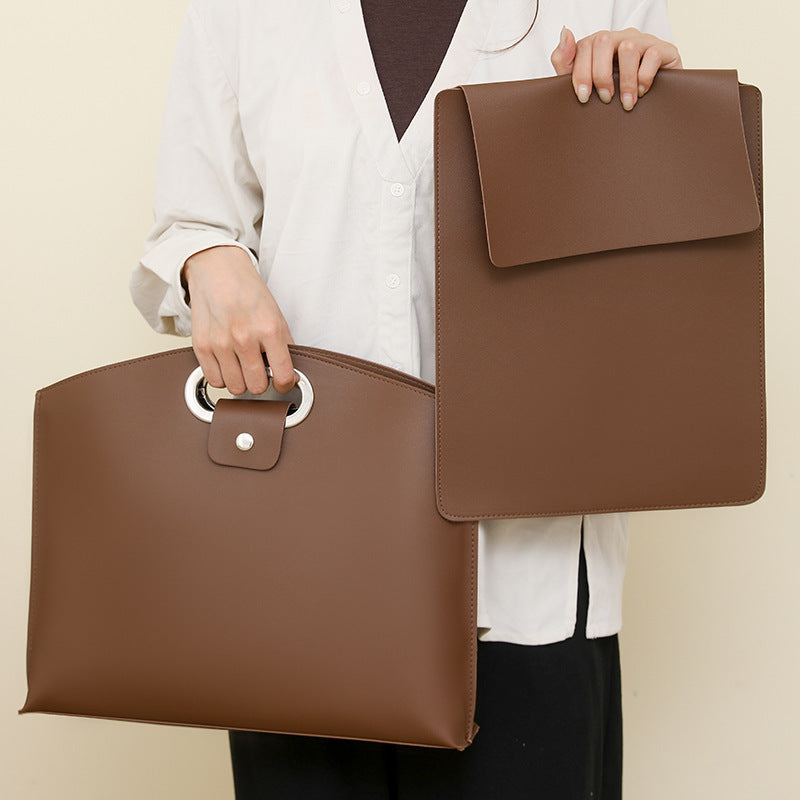 Waterproof Leather 14-16In 2PCS Laptop Bag for Women Handbag