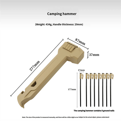 ⛺ Multifunctional Camping Hammer with Built-In Stake Storage