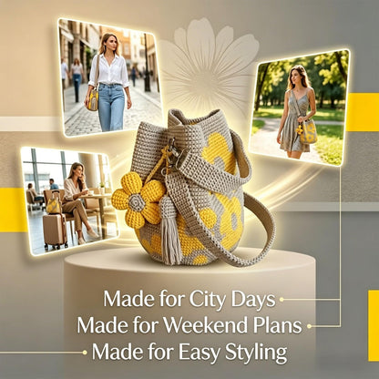 🌸 Handmade Crochet Flower Tote Bag – Fashionable Shoulder & Crossbody Bag for Women, Stylish Daily Commuting Purse 👜✨