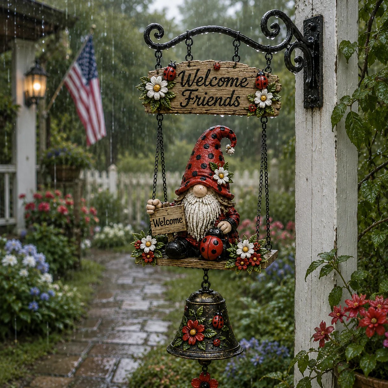 🔥49% OFF TODAY ONLY – Rustic Garden Gnome Bell Outdoor Decor 🐞🌼