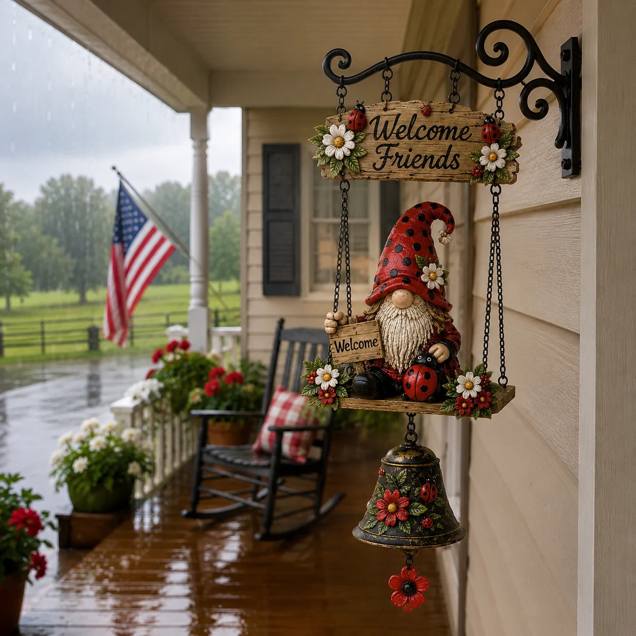 🔥49% OFF TODAY ONLY – Rustic Garden Gnome Bell Outdoor Decor 🐞🌼